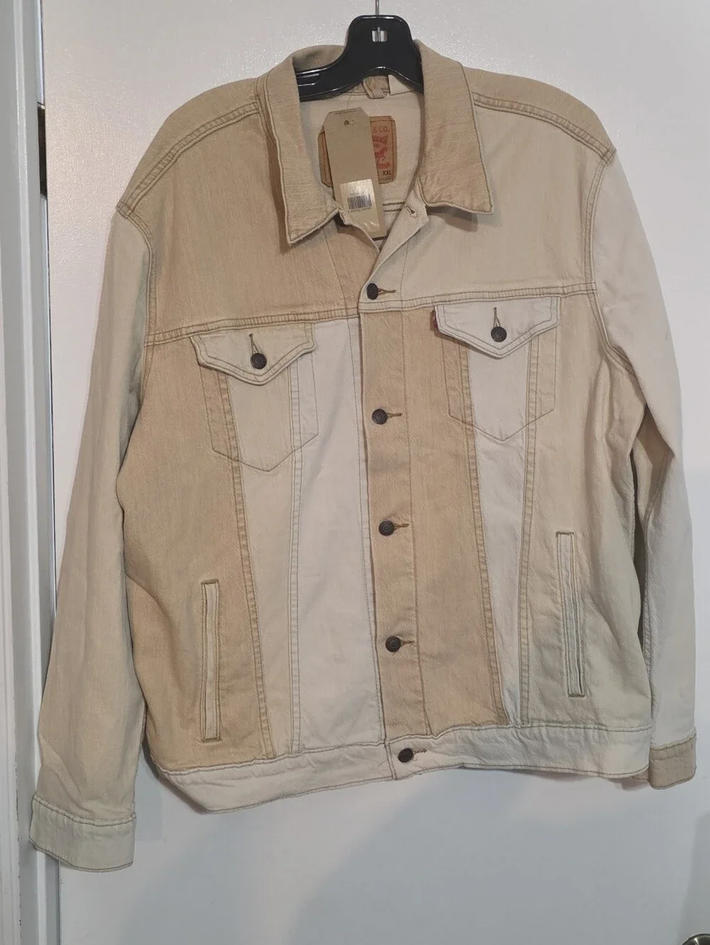 Levi's Stretch Fit Denim Trucker Jacket Cliffhanger Two Tone Men SZ XXL NWT